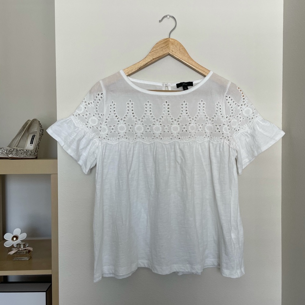 White J. Crew Eyelet Blouse